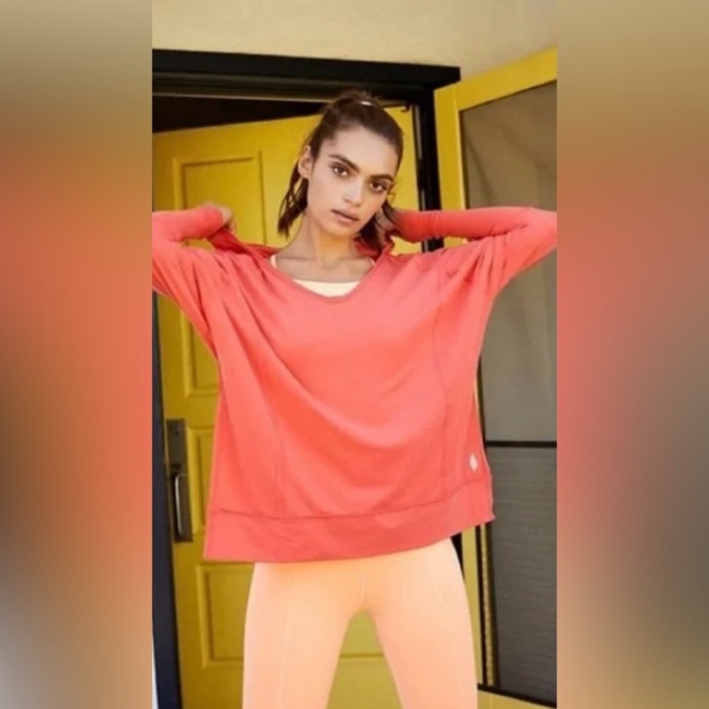 Free People Movement Soul Circle Hooded Long Sleeve Atomic Orange Small NWOT